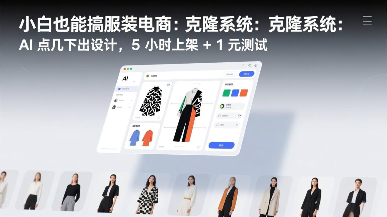 （17411期）小白也能搞服装电商：克隆系统：AI 点几下出设计，5 小时上架 + 1 元测试凯哥轻创网-轻创网-创业网-网创项目资源站-副业项目-创业项目-搞钱项目凯哥轻创网