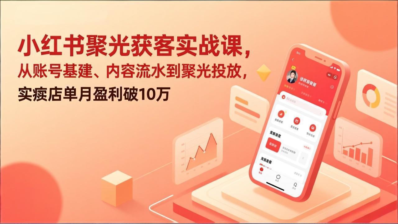 （17377期）小红书聚光获客实战课，从账号基建、内容流水到聚光投放，实体店单月盈利破10万凯哥轻创网-轻创网-创业网-网创项目资源站-副业项目-创业项目-搞钱项目凯哥轻创网