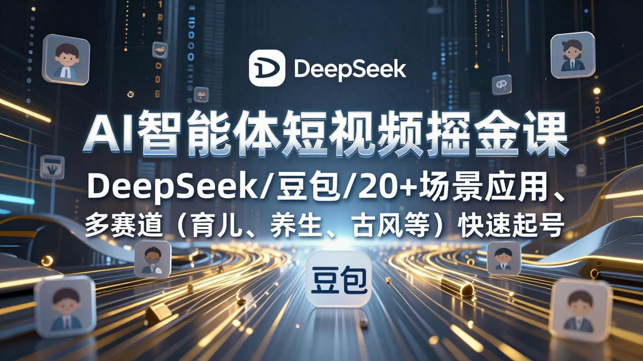 （17365期）AI智能体短视频掘金课，DeepSeek/豆包/20+场景应用、多赛道（育儿、养生、古风等）快速起号凯哥轻创网-轻创网-创业网-网创项目资源站-副业项目-创业项目-搞钱项目凯哥轻创网