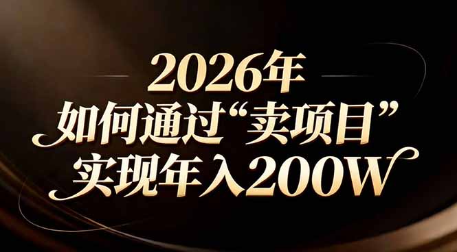 （17309期）站在2026年的十字路口：一个普通人如何通过卖项目实现年入200万凯哥轻创网-轻创网-创业网-网创项目资源站-副业项目-创业项目-搞钱项目凯哥轻创网