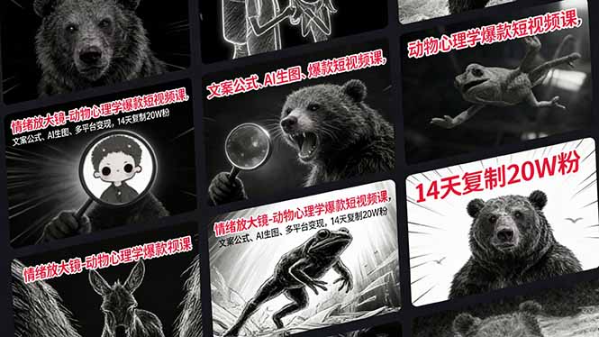 （17376期）情绪放大镜-动物心理学爆款短视频课，文案公式、AI生图、多平台变现，14天复制20W粉凯哥轻创网-轻创网-创业网-网创项目资源站-副业项目-创业项目-搞钱项目凯哥轻创网
