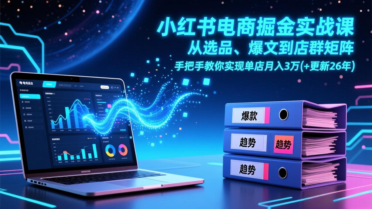 （17290期）小红书电商掘金实战课，从选品、爆文到店群矩阵，手把手教你实现单店月入3万+(更新26年)凯哥轻创网-轻创网-创业网-网创项目资源站-副业项目-创业项目-搞钱项目凯哥轻创网