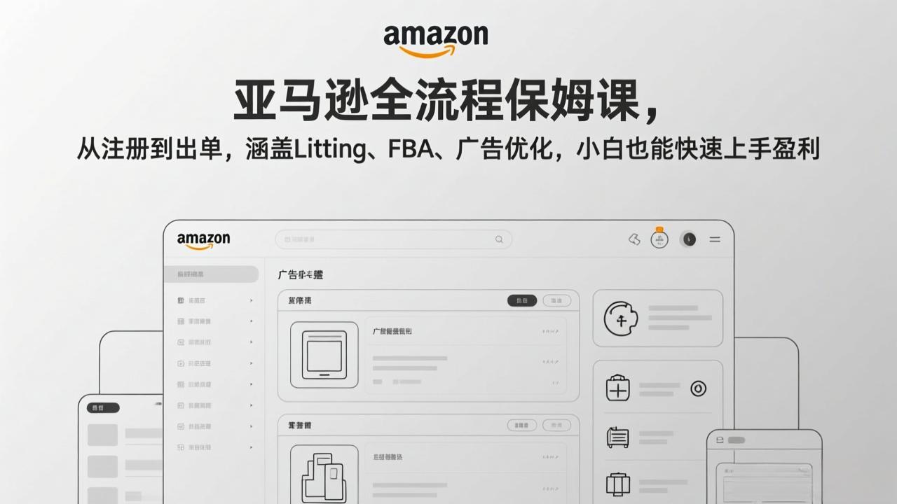 （17293期）亚马逊全流程保姆课，从注册到出单，涵盖Listing、FBA、广告优化，小白也能快速上手盈利凯哥轻创网-轻创网-创业网-网创项目资源站-副业项目-创业项目-搞钱项目凯哥轻创网