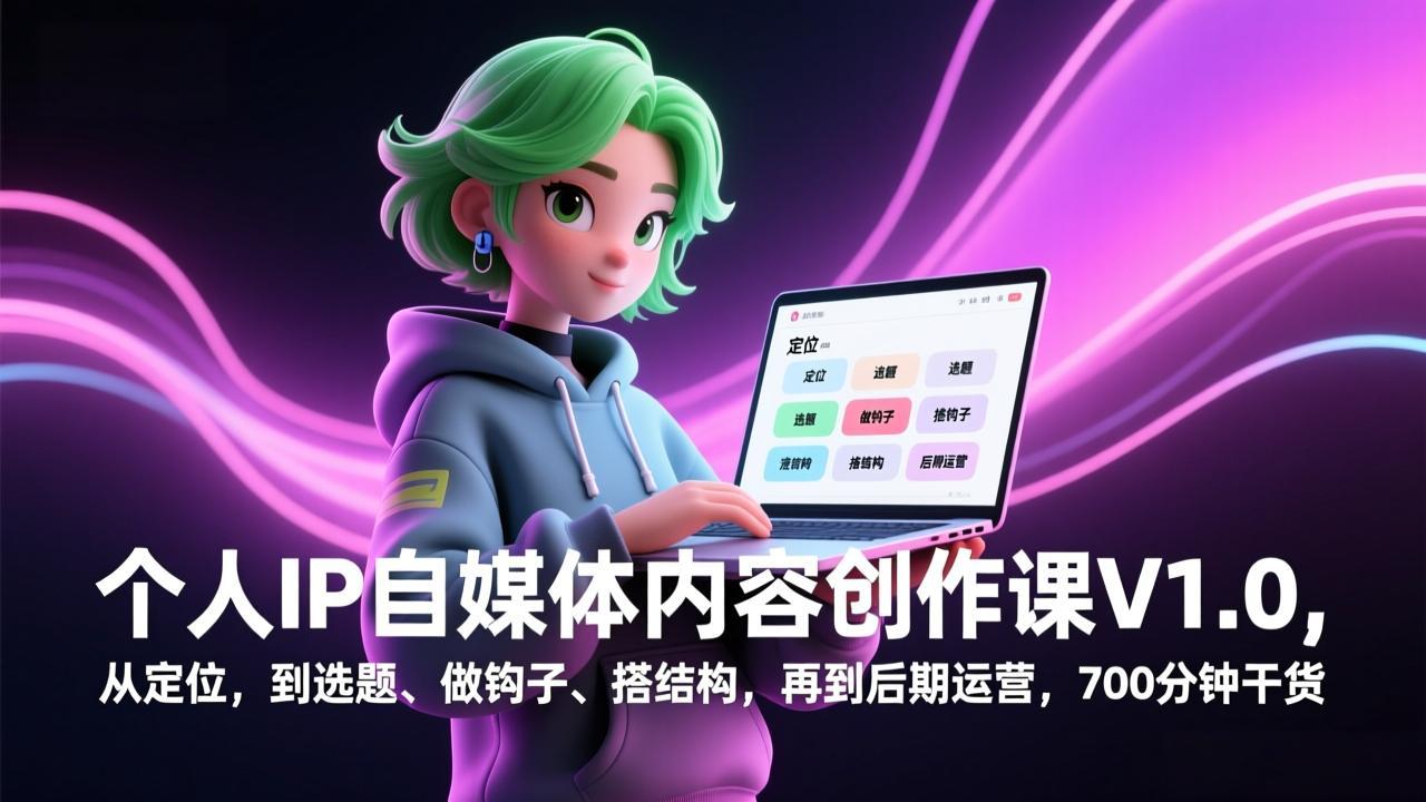 （17331期）个人IP自媒体内容创作课V1.0，从定位，到选题、做钩子、搭结构，再到后期运营，700分钟干货凯哥轻创网-轻创网-创业网-网创项目资源站-副业项目-创业项目-搞钱项目凯哥轻创网