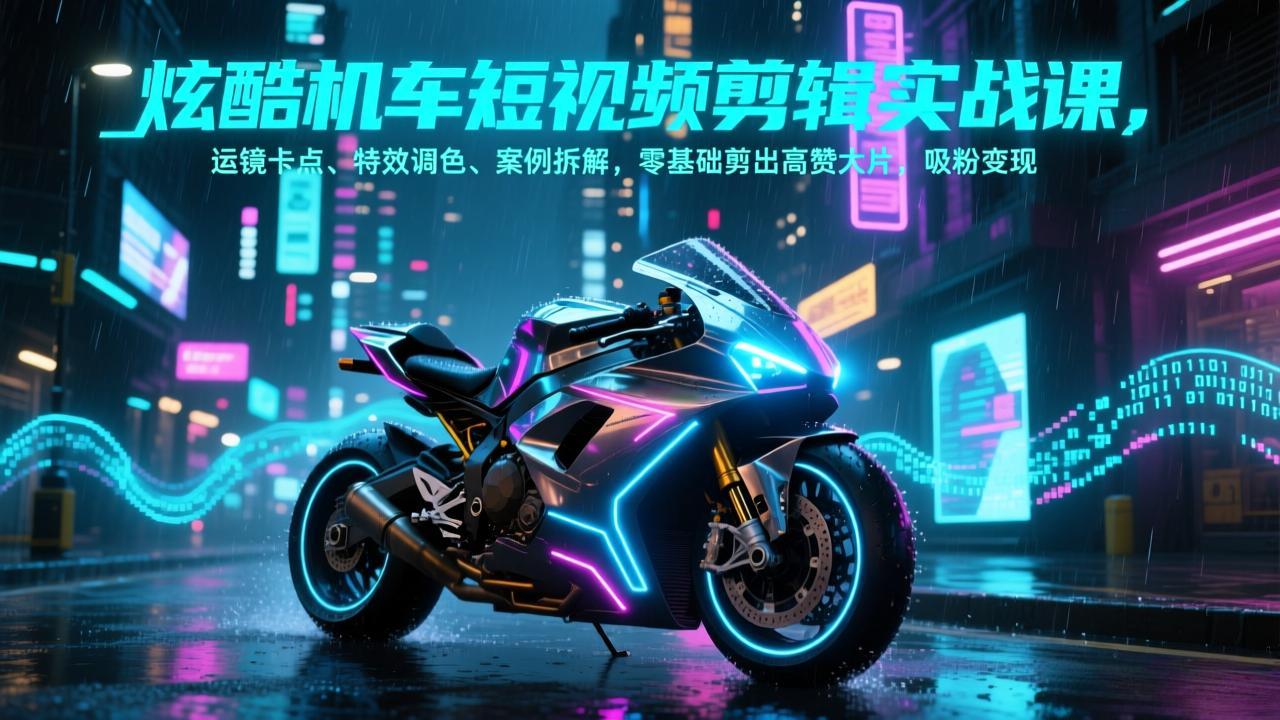 （17304期）炫酷机车短视频剪辑实战课，运镜卡点、特效调色、案例拆解，零基础剪出高赞大片，吸粉变现凯哥轻创网-轻创网-创业网-网创项目资源站-副业项目-创业项目-搞钱项目凯哥轻创网