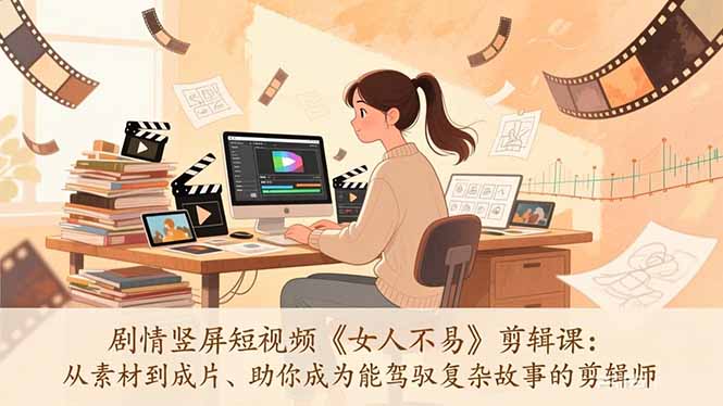 （17305期）剧情竖屏短视频《女人不易》剪辑课：从素材到成片、助你成为能驾驭复杂故事的剪辑师凯哥轻创网-轻创网-创业网-网创项目资源站-副业项目-创业项目-搞钱项目凯哥轻创网