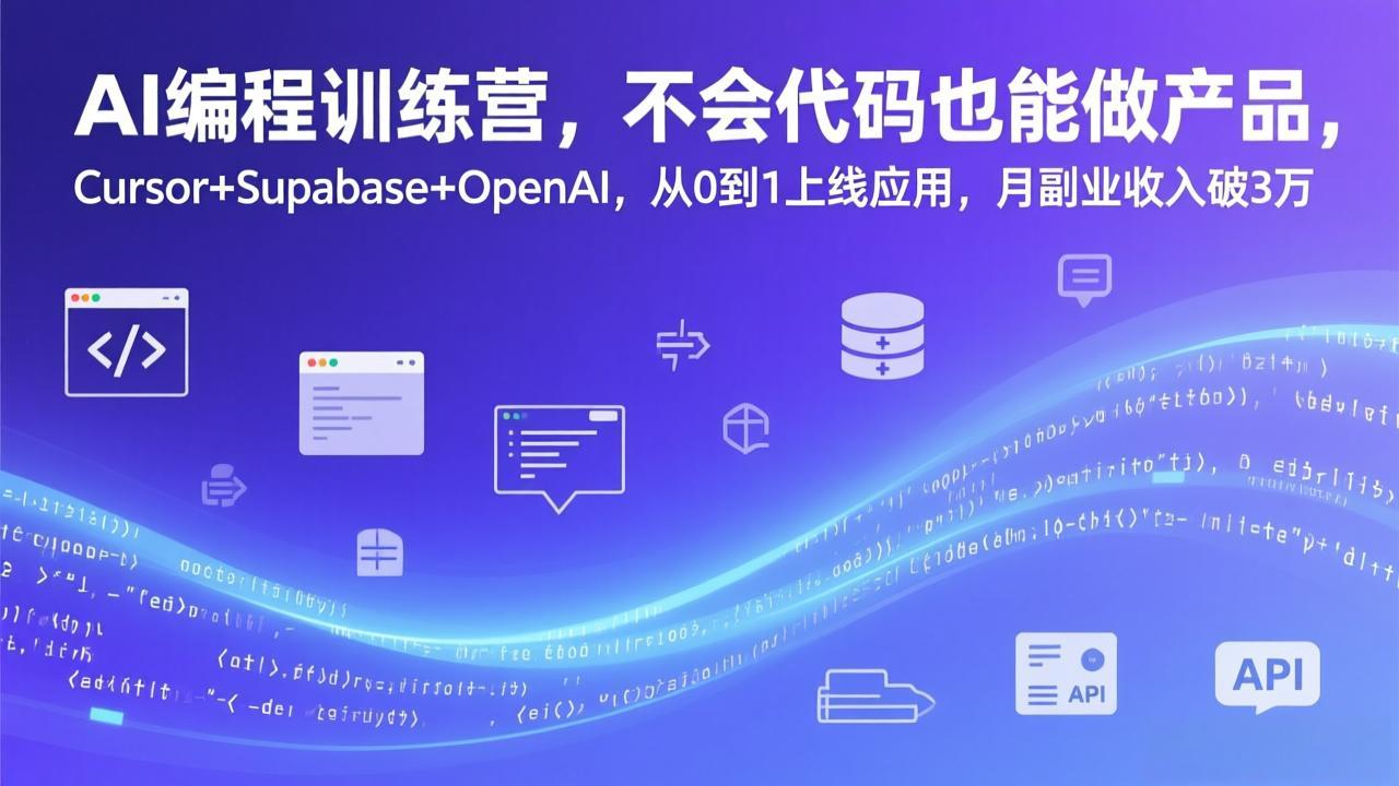 （17388期）AI编程训练营，不会代码也能做产品，Cursor+Supabase+OpenAI，从0到1上线应用，月副业收入破3万凯哥轻创网-轻创网-创业网-网创项目资源站-副业项目-创业项目-搞钱项目凯哥轻创网