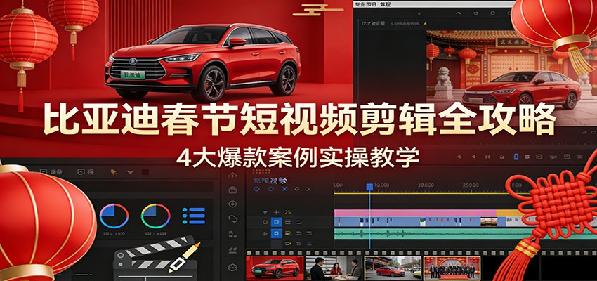 比亚迪春节短视频剪辑全攻略，4大爆款案例实操教学凯哥轻创网-轻创网-创业网-网创项目资源站-副业项目-创业项目-搞钱项目凯哥轻创网