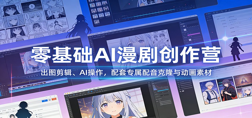 零基础AI漫剧创作营:出图剪辑、AI操作,配套专属配音克隆与动画素材凯哥轻创网-轻创网-创业网-网创项目资源站-副业项目-创业项目-搞钱项目凯哥轻创网