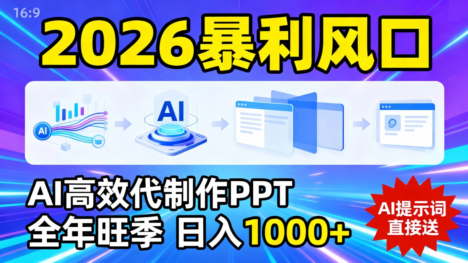 2026暴利！用AI高效代制作 PPT，全年旺季，日入 1000+，提示词直接送！凯哥轻创网-轻创网-创业网-网创项目资源站-副业项目-创业项目-搞钱项目凯哥轻创网