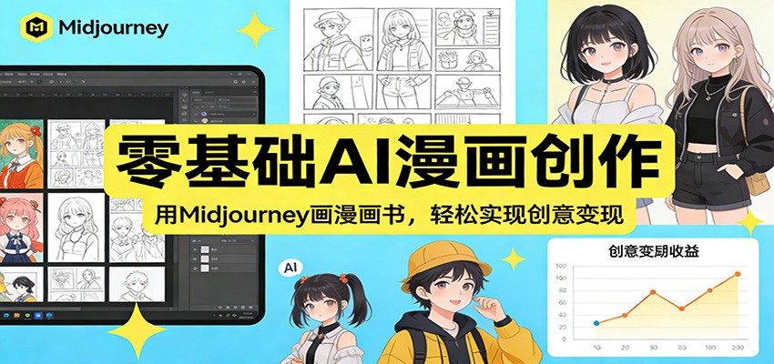 零基础AI漫画创作：用Midjourney画漫画书，轻松实现创意变现凯哥轻创网-轻创网-创业网-网创项目资源站-副业项目-创业项目-搞钱项目凯哥轻创网
