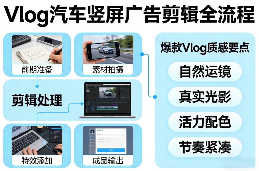 Vlog感觉汽车竖屏广告剪辑脚本全流程，拿捏爆款Vlog质感凯哥轻创网-轻创网-创业网-网创项目资源站-副业项目-创业项目-搞钱项目凯哥轻创网