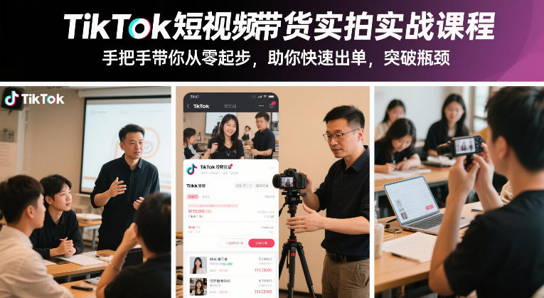 TikTok短视频带货实拍实战课程，手把手带你从零起步，助你快速出单，突破瓶颈凯哥轻创网-轻创网-创业网-网创项目资源站-副业项目-创业项目-搞钱项目凯哥轻创网