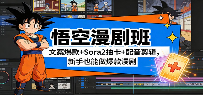 悟空漫剧班：文案爆款+Sora2抽卡+配音剪辑，新手也能做爆款漫剧凯哥轻创网-轻创网-创业网-网创项目资源站-副业项目-创业项目-搞钱项目凯哥轻创网