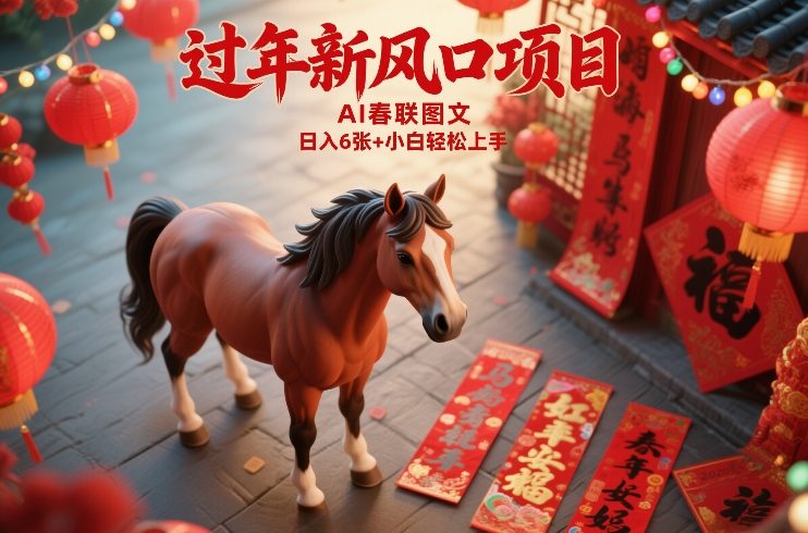 过年新风口项目，用ai春联图文，日入6张+小白轻松上手【揭秘】凯哥轻创网-轻创网-创业网-网创项目资源站-副业项目-创业项目-搞钱项目凯哥轻创网