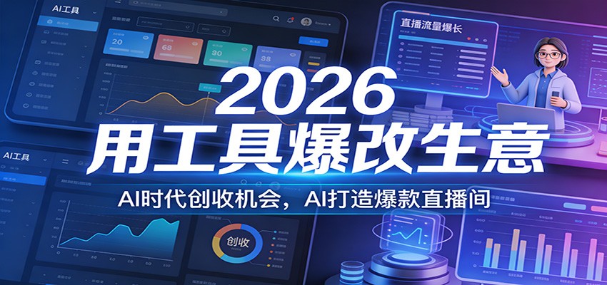 2026用工具爆改生意，AI时代创收机会，AI打造爆款直播间凯哥轻创网-轻创网-创业网-网创项目资源站-副业项目-创业项目-搞钱项目凯哥轻创网