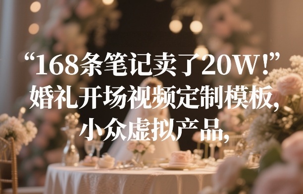 168条笔记卖了20W！婚礼开场视频定制模板，小众虚拟产品凯哥轻创网-轻创网-创业网-网创项目资源站-副业项目-创业项目-搞钱项目凯哥轻创网