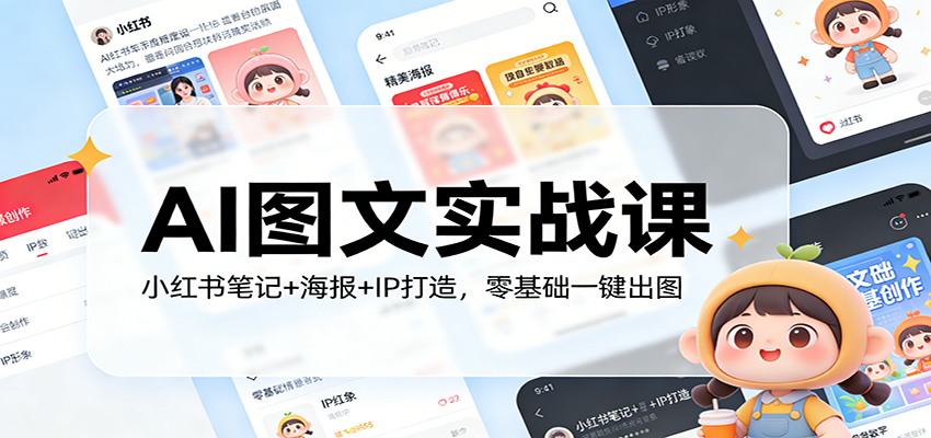 AI图文实战课：小红书笔记+海报+IP打造，零基础一键出图凯哥轻创网-轻创网-创业网-网创项目资源站-副业项目-创业项目-搞钱项目凯哥轻创网