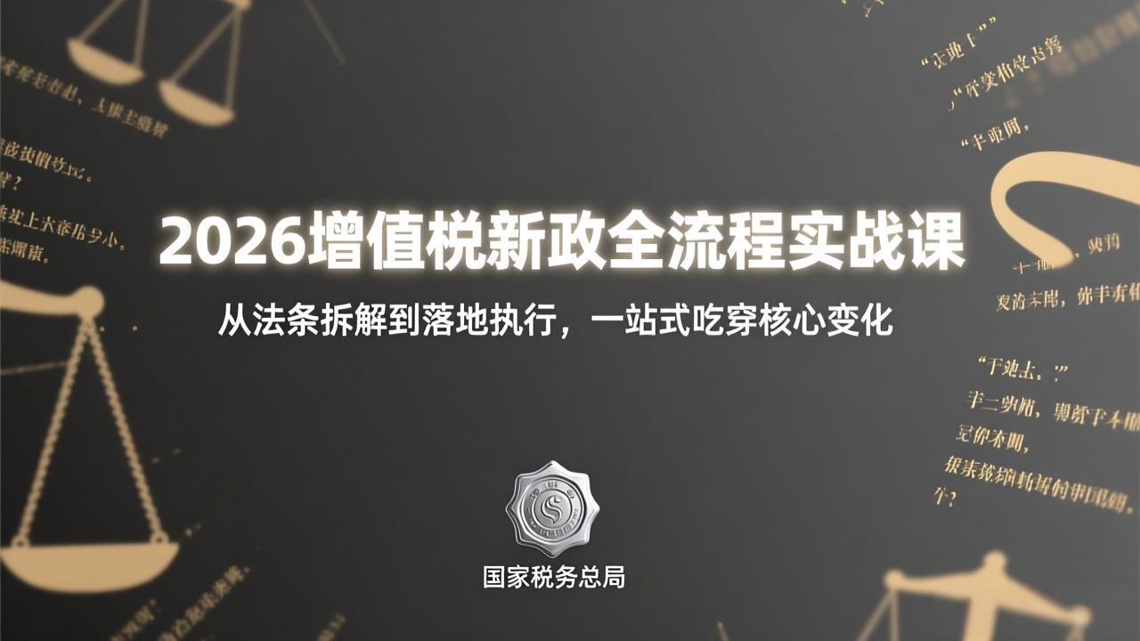 （17529期）2026增值税新政全流程实战课：从法条拆解到落地执行，一站式吃透核心变化凯哥轻创网-轻创网-创业网-网创项目资源站-副业项目-创业项目-搞钱项目凯哥轻创网