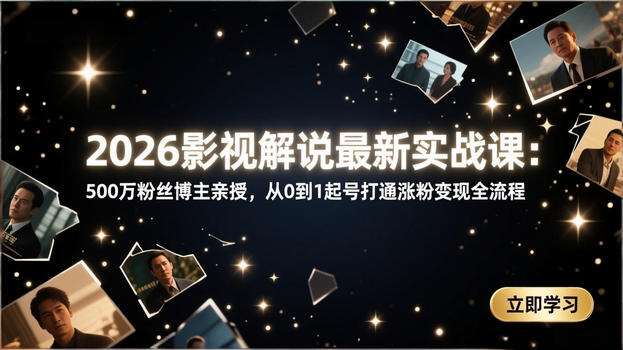 （17530期）2026影视解说最新实战课：500万粉丝博主亲授，从0到1起号打通涨粉变现全流程凯哥轻创网-轻创网-创业网-网创项目资源站-副业项目-创业项目-搞钱项目凯哥轻创网