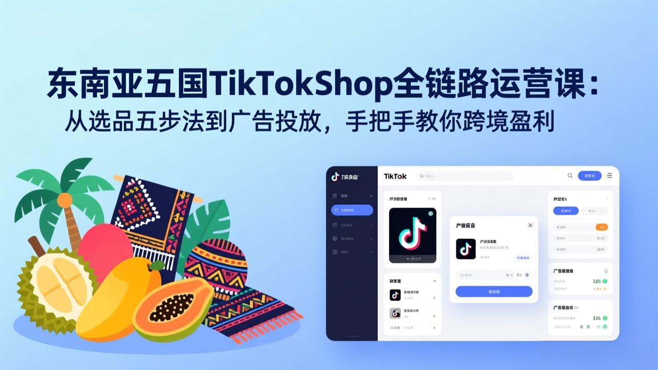 (17511期)东南亚五国TikTok Shop全链路运营课:从选品五步法到广告投放,手把手教你跨境盈利凯哥轻创网-轻创网-创业网-网创项目资源站-副业项目-创业项目-搞钱项目凯哥轻创网