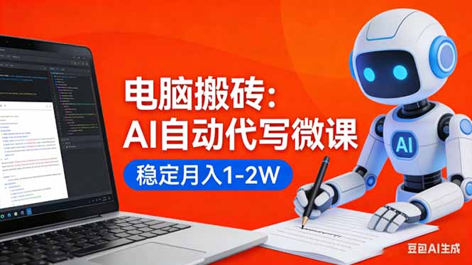 (17582期)电脑搬砖:AI自动代写微课,稳定月入1-2W,提供接单渠道,0门槛小白可做!凯哥轻创网-轻创网-创业网-网创项目资源站-副业项目-创业项目-搞钱项目凯哥轻创网