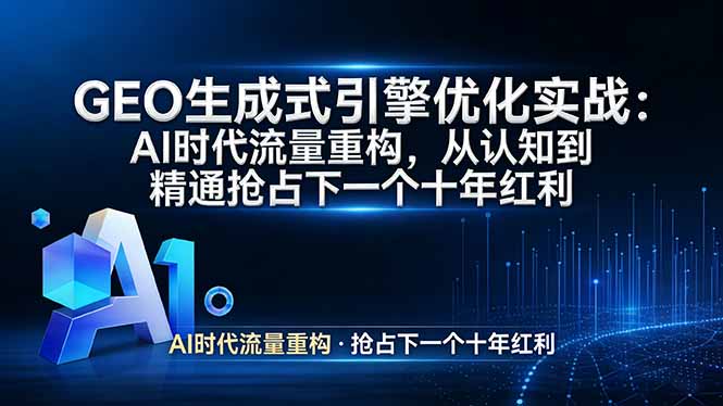 （17708期）GEO 生成式引擎优化实战：AI时代流量重构，从认知到精通抢占下一个十年红利凯哥轻创网-轻创网-创业网-网创项目资源站-副业项目-创业项目-搞钱项目凯哥轻创网