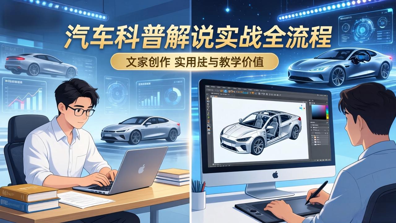 (17665期)抖音汽车科普解说实战:文案+动画+画面处理+去水印全流程,打造专业汽车科普视频凯哥轻创网-轻创网-创业网-网创项目资源站-副业项目-创业项目-搞钱项目凯哥轻创网