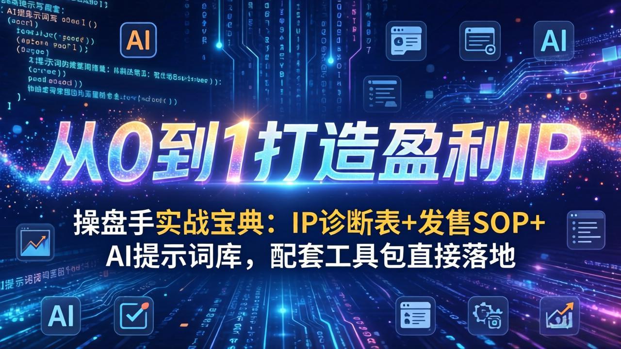 （17593期）操盘手实战宝典：IP诊断表+发售SOP+AI提示词库，配套工具包直接落地，从0到1打造盈利IP凯哥轻创网-轻创网-创业网-网创项目资源站-副业项目-创业项目-搞钱项目凯哥轻创网