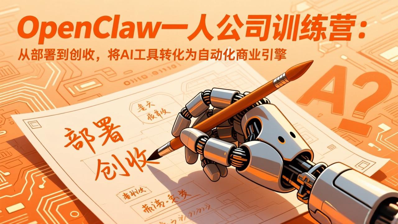 （17540期）OpenClaw一人公司训练营：从部署到创收，将AI工具转化为自动化商业引擎凯哥轻创网-轻创网-创业网-网创项目资源站-副业项目-创业项目-搞钱项目凯哥轻创网
