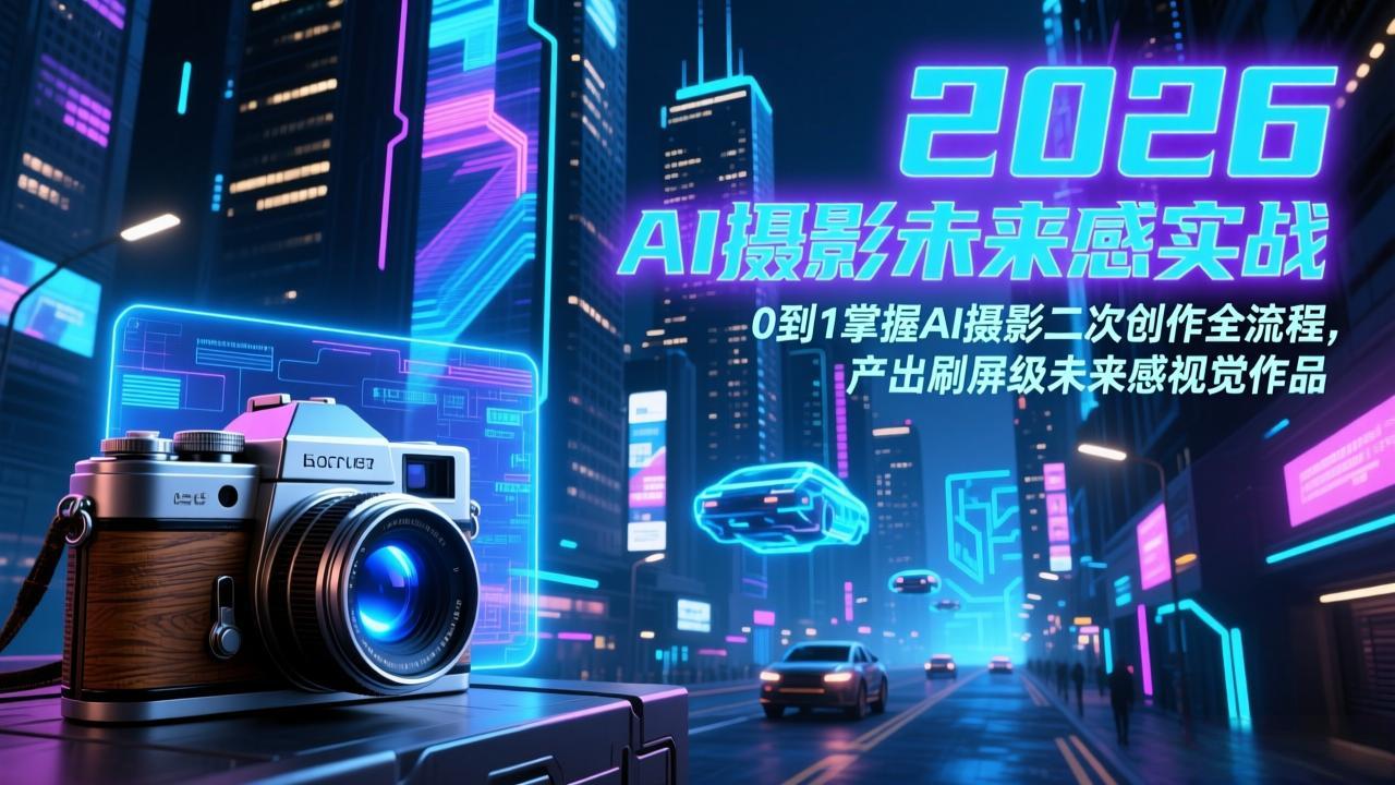 (17584期)2026 AI摄影未来感实战:0到1掌握AI摄影二次创作全流程,产出刷屏级未来感视觉作品凯哥轻创网-轻创网-创业网-网创项目资源站-副业项目-创业项目-搞钱项目凯哥轻创网