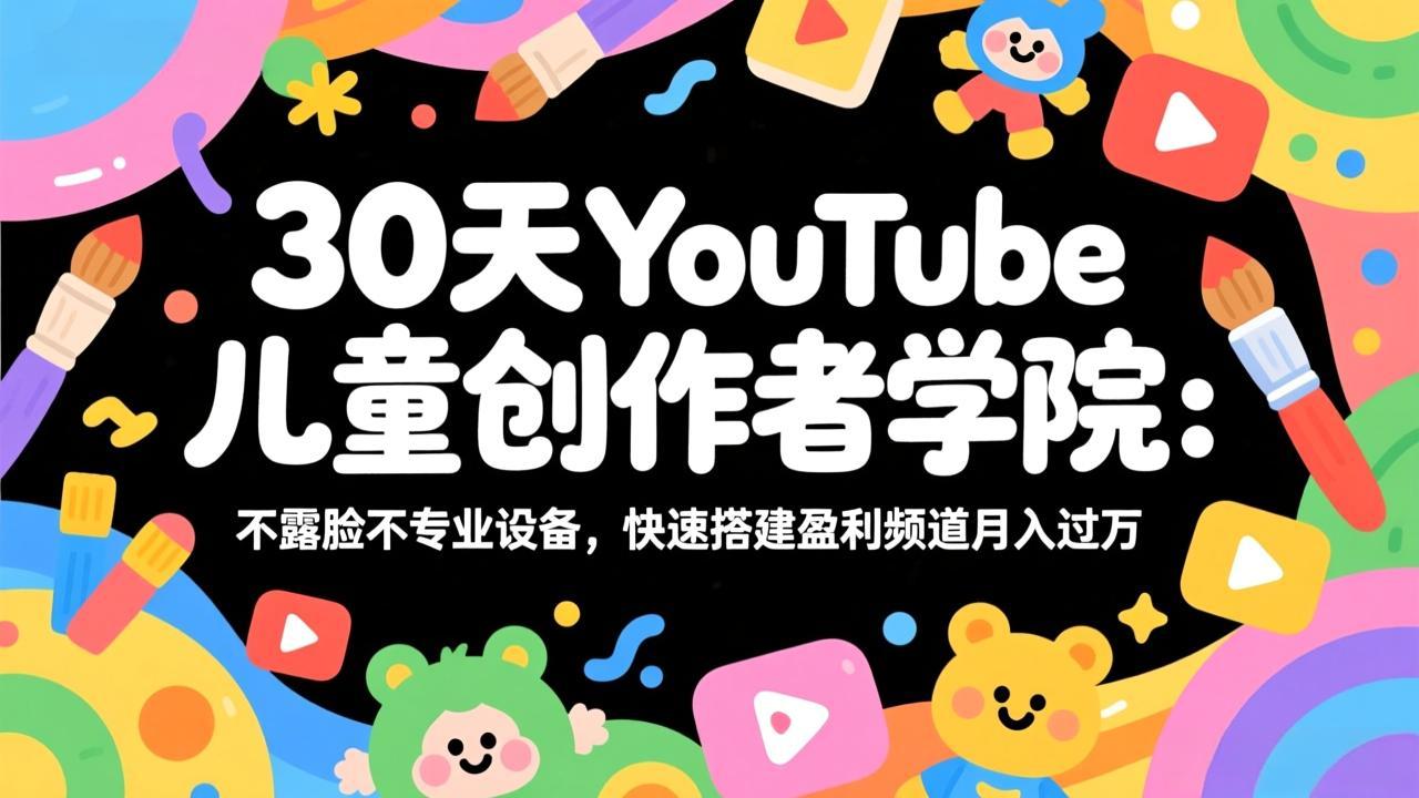 （17554期）30天YouTube儿童创作者学院：不露脸不专业设备，快速搭建盈利频道月入过万凯哥轻创网-轻创网-创业网-网创项目资源站-副业项目-创业项目-搞钱项目凯哥轻创网