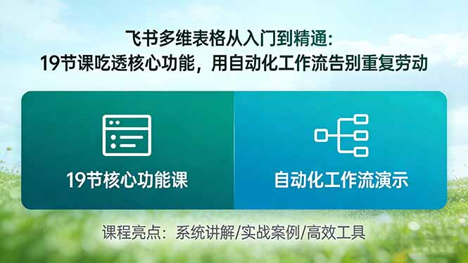 （17634期）飞书多维表格从入门到精通：19节课吃透核心功能，用自动化工作流告别重复劳动凯哥轻创网-轻创网-创业网-网创项目资源站-副业项目-创业项目-搞钱项目凯哥轻创网