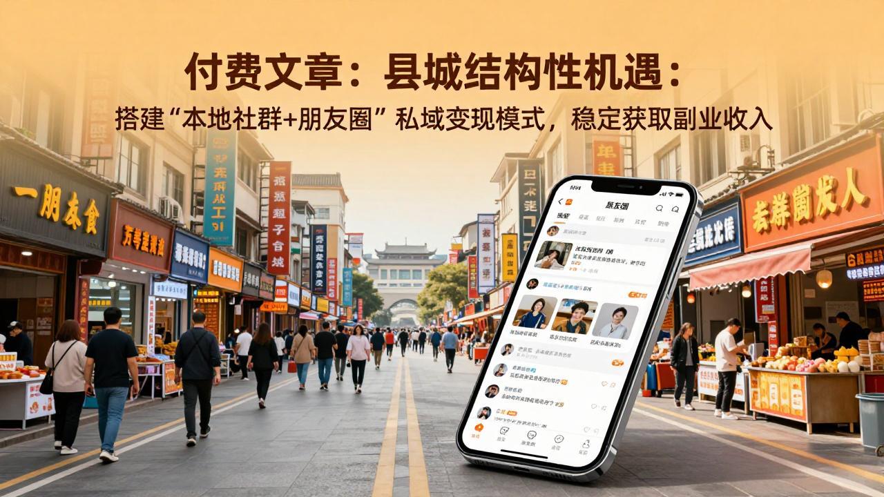 (17518期)付费文章:县城结构性机遇:搭建“本地社群+朋友圈”私域变现模式,稳定获取副业收入凯哥轻创网-轻创网-创业网-网创项目资源站-副业项目-创业项目-搞钱项目凯哥轻创网