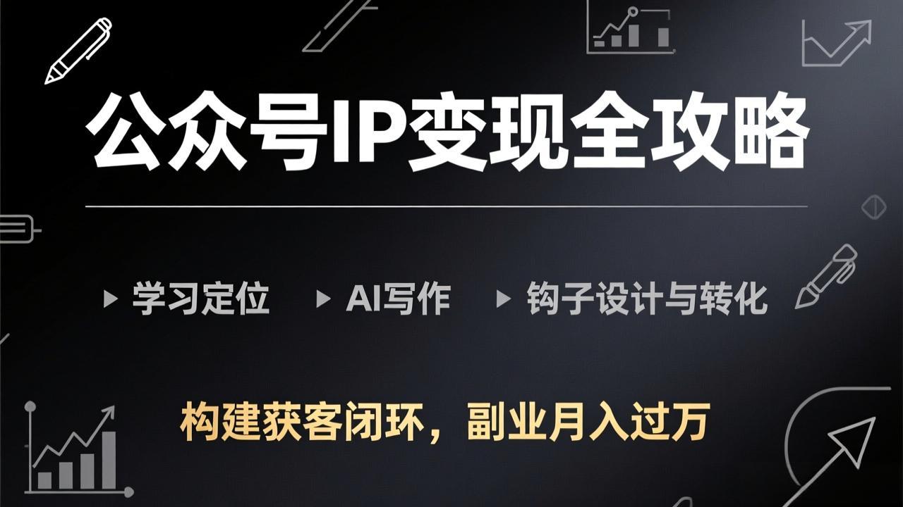 (17523期)公众号IP变现全攻略-更新,学习定位、AI写作、钩子设计与转化,构建获客闭环,副业月入过万凯哥轻创网-轻创网-创业网-网创项目资源站-副业项目-创业项目-搞钱项目凯哥轻创网