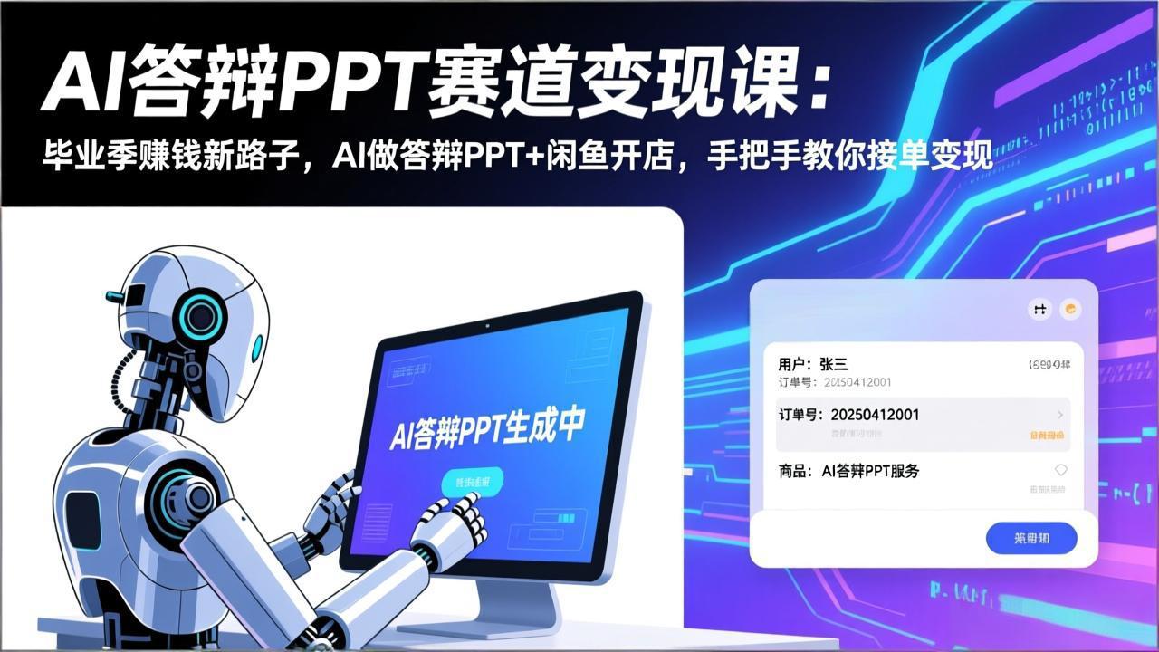 （17546期）AI答辩PPT赛道变现课：毕业季赚钱新路子，AI做答辩PPT+闲鱼开店，手把手教你接单变现凯哥轻创网-轻创网-创业网-网创项目资源站-副业项目-创业项目-搞钱项目凯哥轻创网