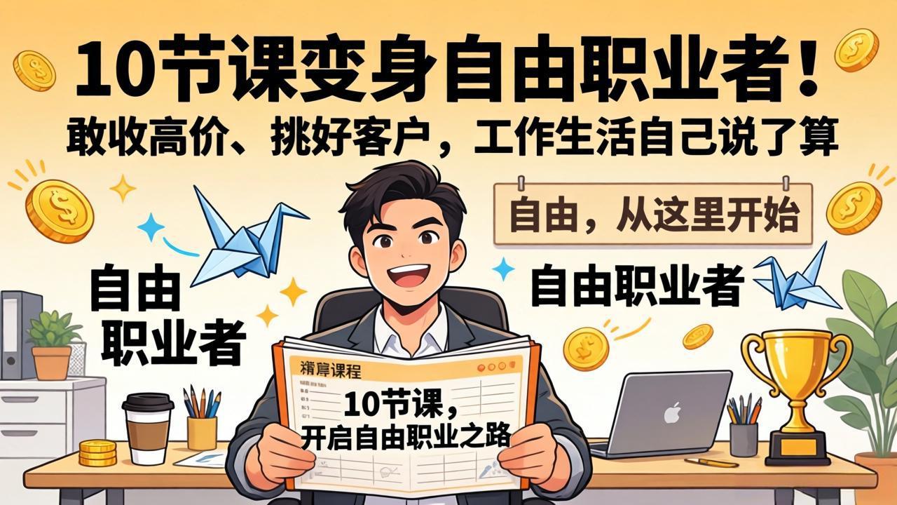 （17663期）10 节课变身自由职业者！敢收高价、挑好客户，工作生活自己说了算凯哥轻创网-轻创网-创业网-网创项目资源站-副业项目-创业项目-搞钱项目凯哥轻创网