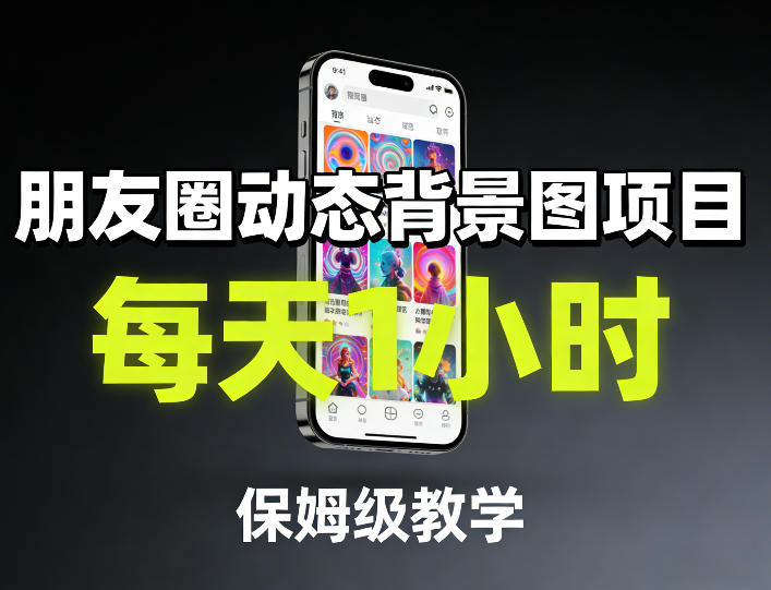 朋友圈动态背景图项目，每天1小时，保姆级教学凯哥轻创网-轻创网-创业网-网创项目资源站-副业项目-创业项目-搞钱项目凯哥轻创网