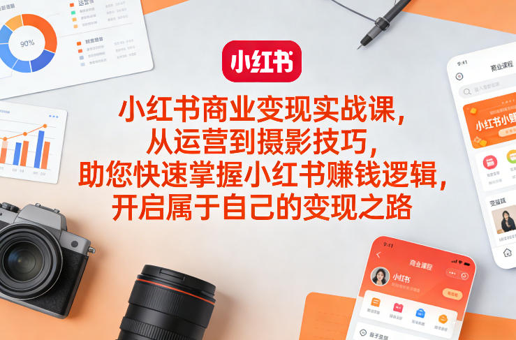 小红书商业变现实战课，从运营到摄影技巧，助您快速掌握小红书賺钱逻辑，开启属于自己的变现之路凯哥轻创网-轻创网-创业网-网创项目资源站-副业项目-创业项目-搞钱项目凯哥轻创网