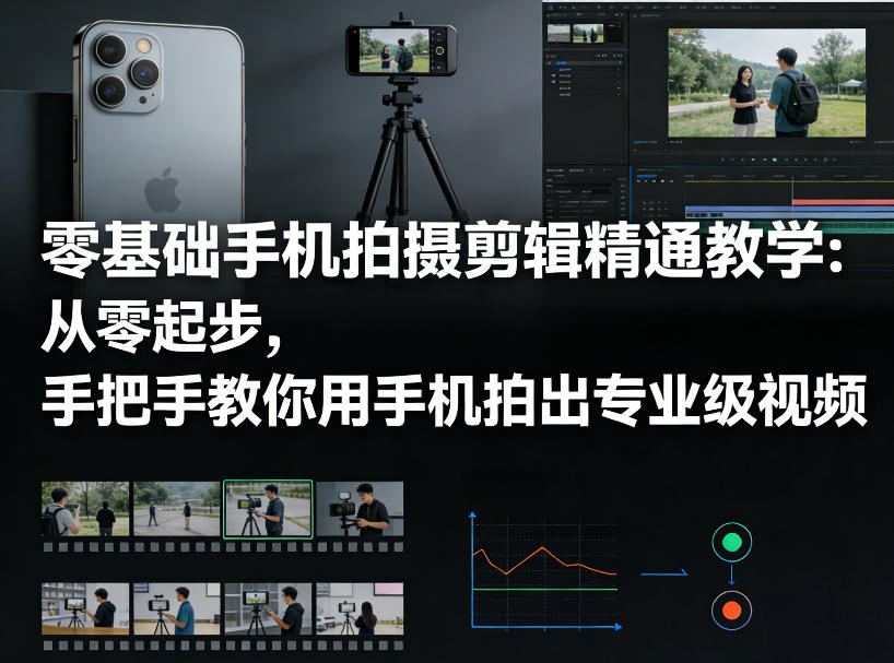 零基础手机拍摄剪辑精通教学：从零起步，手把手教你用手机拍出专业级视频凯哥轻创网-轻创网-创业网-网创项目资源站-副业项目-创业项目-搞钱项目凯哥轻创网