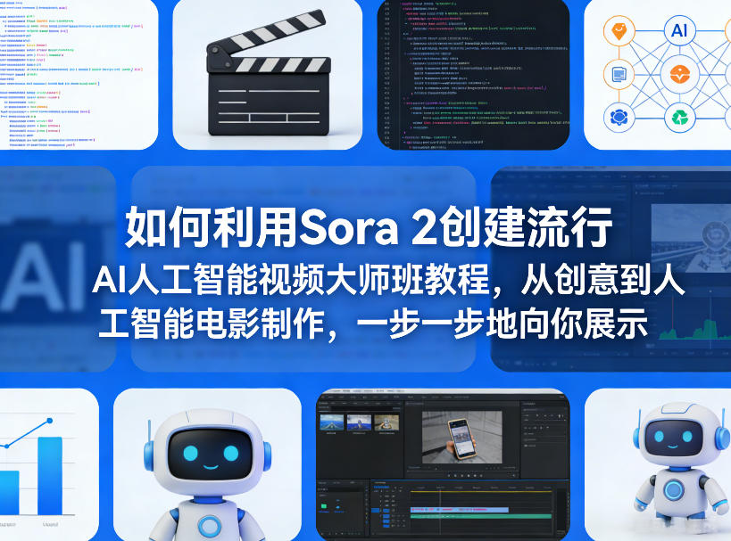 如何利用Sora 2创建流行AI人工智能视频大师班教程，从创意到人工智能电影制作，一步一步地向你展示凯哥轻创网-轻创网-创业网-网创项目资源站-副业项目-创业项目-搞钱项目凯哥轻创网